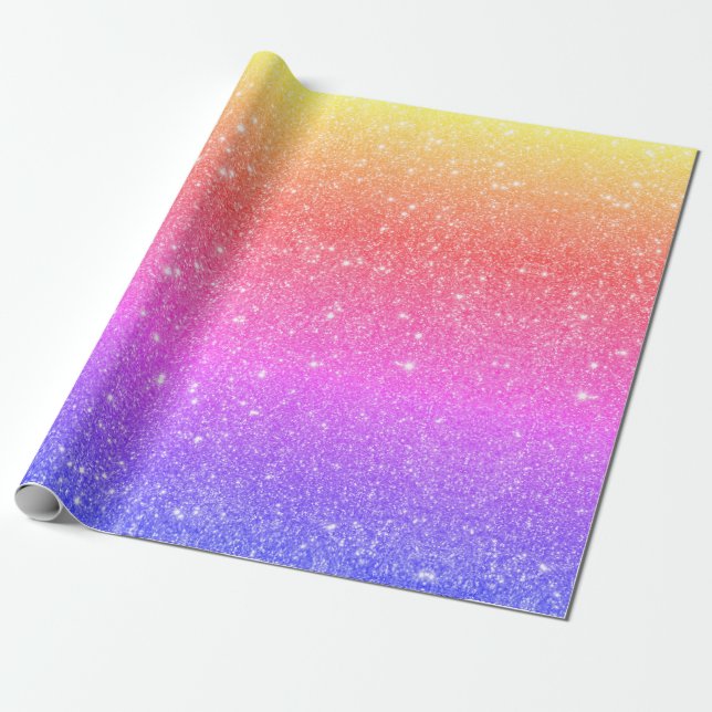 Papel De Regalo Purpurina de arco iris moderno (Desenrollado)