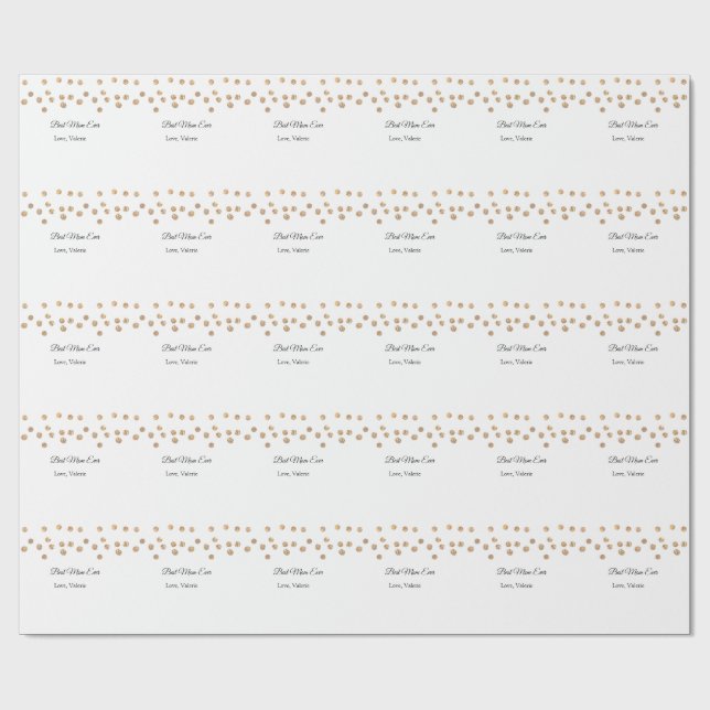 Papel De Regalo Purpurina de bolas doradas mejor mamá jamás agrega (Superficie plana)