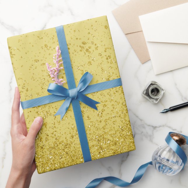 Papel De Regalo Purpurina de burlas de oro oscuro (Regalar)