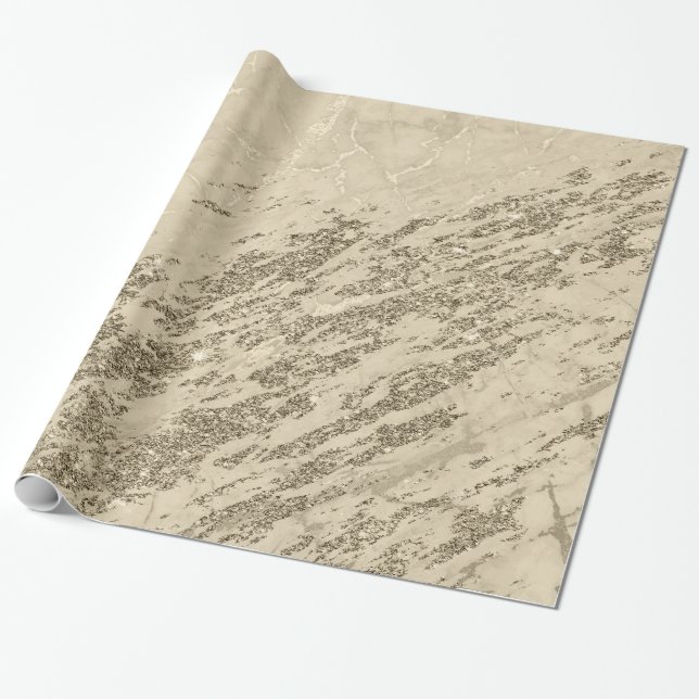 Papel De Regalo Purpurina de champán de oro Marble Glossy (Desenrollado)