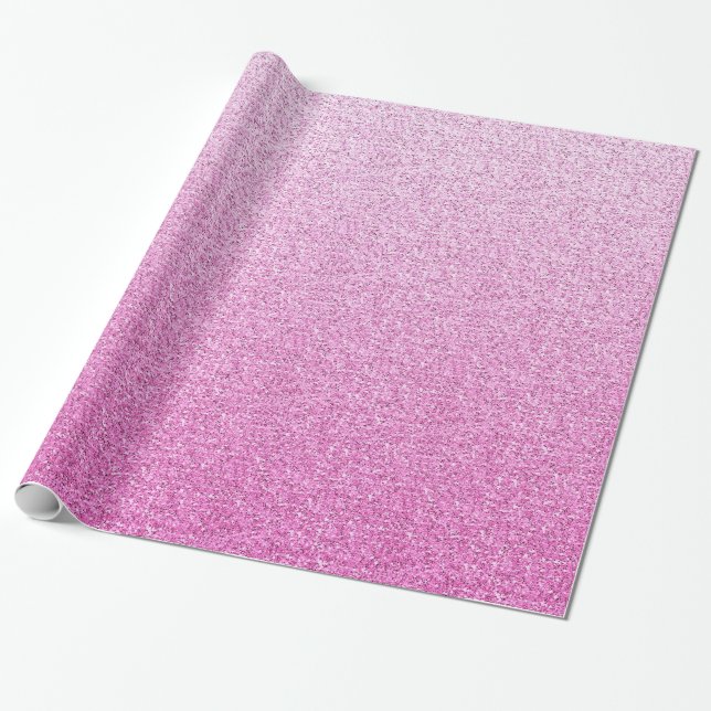 Papel De Regalo Purpurina de Faux Rosado (Desenrollado)