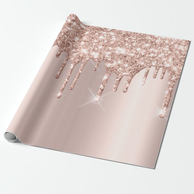 Papel De Regalo Purpurina de goteo en polvo de Rubor Spark Rose Go (Desenrollado)