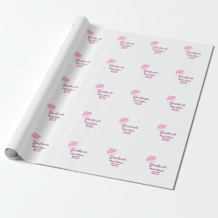 Papel De Regalo purpurina de graduación graduado rosa gorra añadir