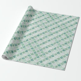 Papel De Regalo Purpurina de la Sirena de Girly Mint Pearl