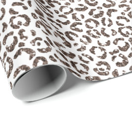 Papel De Regalo Purpurina de leopardo marrón de chocolate
