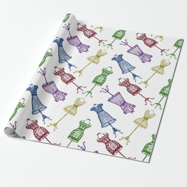 Papel De Regalo Purpurina de Mannequins (Desenrollado)