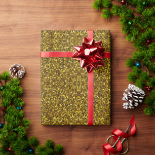 Papel De Regalo Purpurina de Navidades brillantes de oro