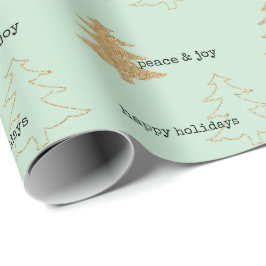 Papel De Regalo Purpurina de oro Casa de los Árboles de Navidad