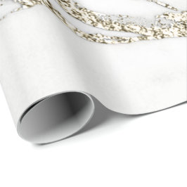 Papel De Regalo Purpurina de oro de champán blanco Marble Stone Lu
