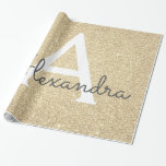 Papel De Regalo Purpurina de oro de lujo y monograma de espárragos<br><div class="desc">Lujoso Purpurina Gold Faux y elegante Papel de envolvimiento de regalo. Este papel de envoltura de regalo puede ser personalizado para incluir su nombre inicial y el nombre de pila para un paquete de regalo para un Chica Baby Shower, una ducha de novia, una fiesta de soltera o una fiesta...</div>