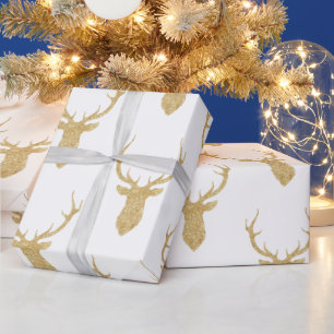 Papel De Regalo Purpurina de oro Deer Head Silhouette