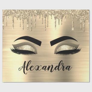 Papel De Regalo Purpurina de oro Esparkle Eyelashes Monograma Nomb