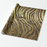 Papel De Regalo Purpurina de oro Esparkle Zebra Jungle Safari Glam<br><div class="desc">papel de envoltura de personalizado</div>