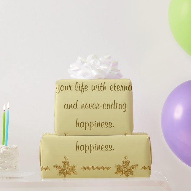 Papel De Regalo Purpurina de oro Feliz Navidad, Santa Claus de oro (Regalos de fiesta)