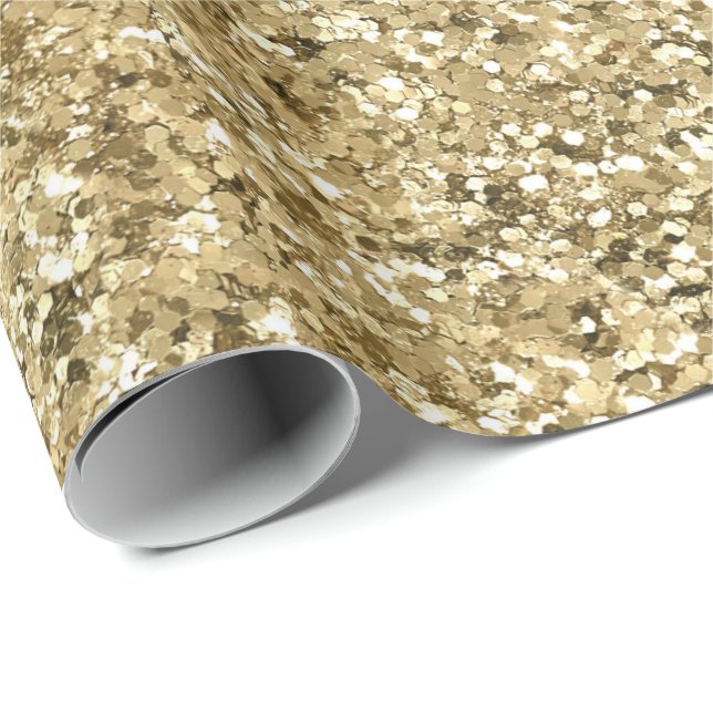 Papel De Regalo Purpurina de oro Glam Bling Moda elegante moda (Esquina del rollo)