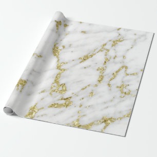 Papel De Regalo Purpurina de oro gris blanco Carrara Marble Stone