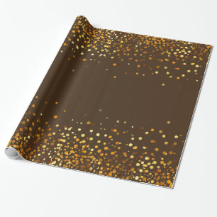 Papel De Regalo Purpurina de oro marrón Confetti Faux Relieve meta
