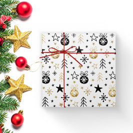 Papel De Regalo Purpurina de oro Navidades festivos copo de nieve 