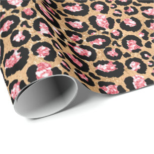 Papel De Regalo Purpurina de oro rosa Leopardo impresión animal