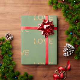 Papel De Regalo Purpurina de oro verde amor