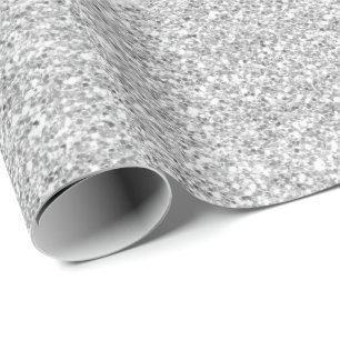 Papel De Regalo Purpurina de plata gris delicado blanco de los