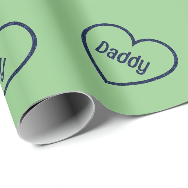 Papel De Regalo Purpurina del Día del Padre Azul (Esquina del rollo)