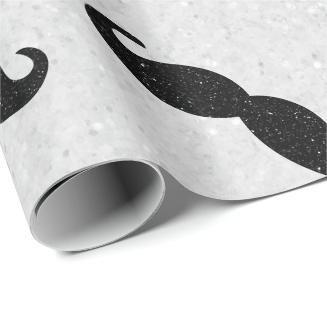 Papel De Regalo Purpurina del Día del Padre Mustache (Esquina del rollo)