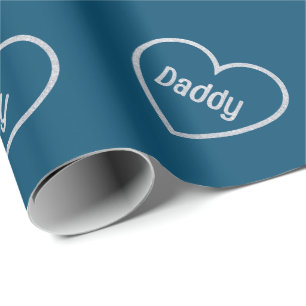 Papel De Regalo Purpurina del Día del Padre, papi de plata
