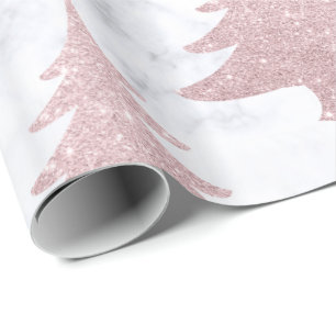 Papel De Regalo Purpurina del oro y árbol de navidad color de rosa