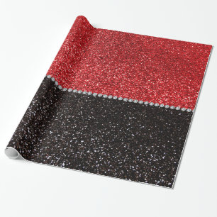 Papel De Regalo Purpurina del rojo y del negro