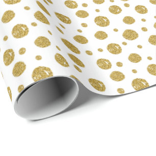 Papel de Regalo Purpurina Dorada Lunares