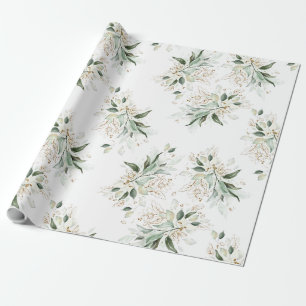 Papel De Regalo Purpurina dorado deja la vegetación elegante ensu