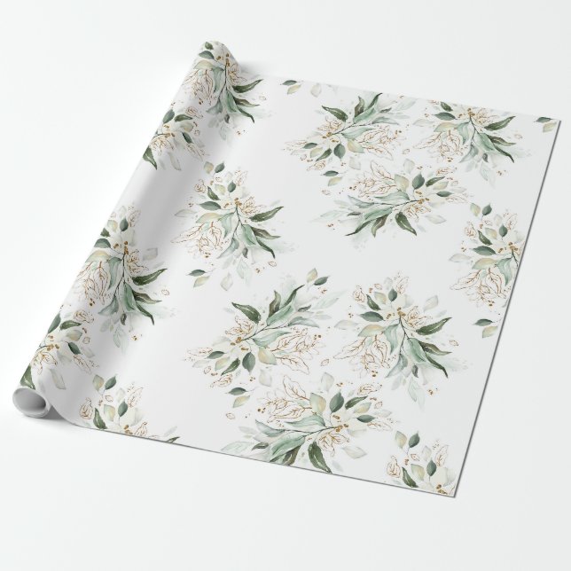 Papel De Regalo Purpurina dorado deja la vegetación elegante sueño (Desenrollado)