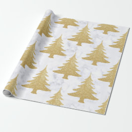 Papel De Regalo Purpurina elegante del oro y árbol de navidad de