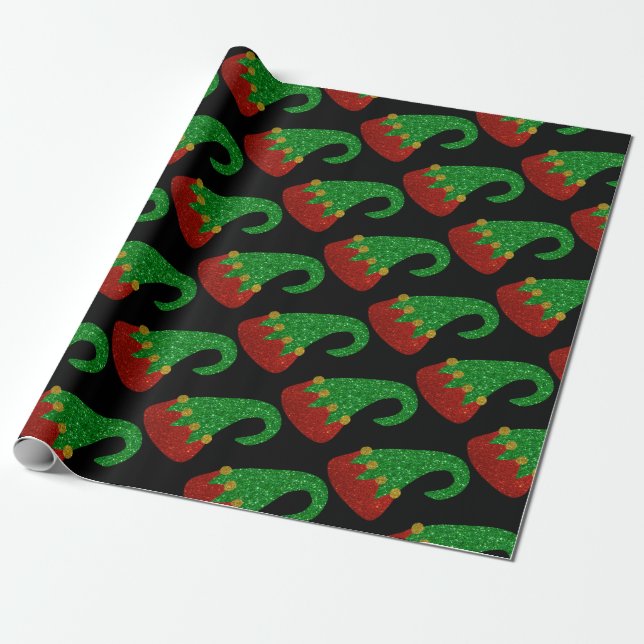 Papel De Regalo Purpurina Elf Gorra (Desenrollado)