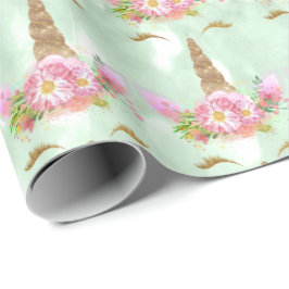 Papel De Regalo Purpurina esparkl de unicornio rosa rosa no floral