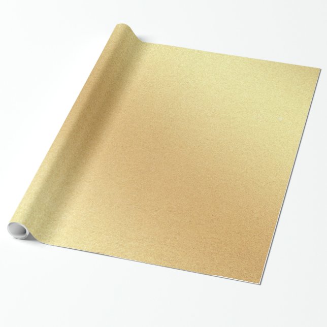 Papel De Regalo Purpurina Faux Gold Elegant Moderno Glossy dorado (Desenrollado)