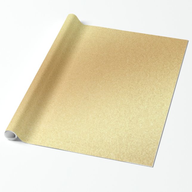 Papel De Regalo Purpurina Faux Gold moderno Elegante Glossy (Desenrollado)
