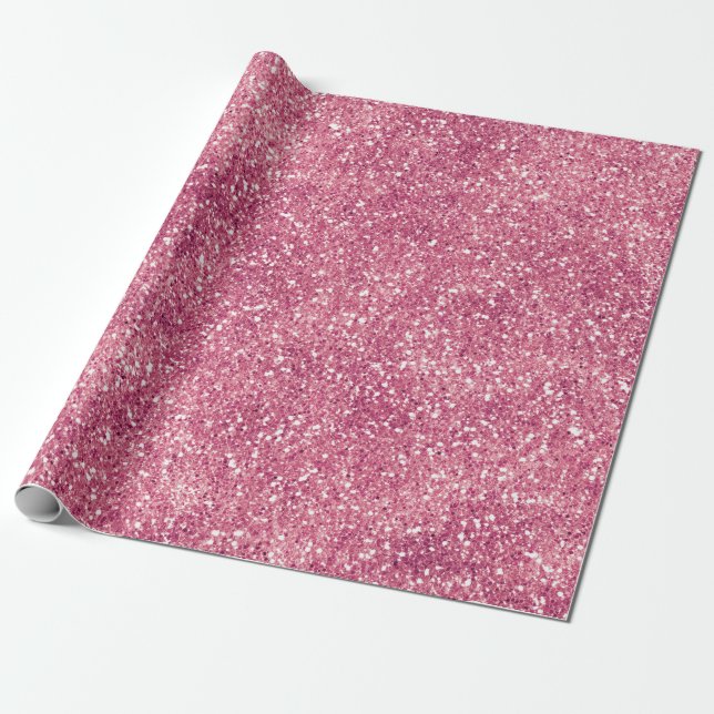 Papel De Regalo Purpurina Girly Pink Sparkle Glitz   (Desenrollado)