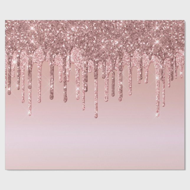 Papel De Regalo Purpurina gotero Rosa Oro rosa (Superficie plana)