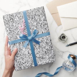 Papel De Regalo Purpurina gris plateado brillante blanco negro