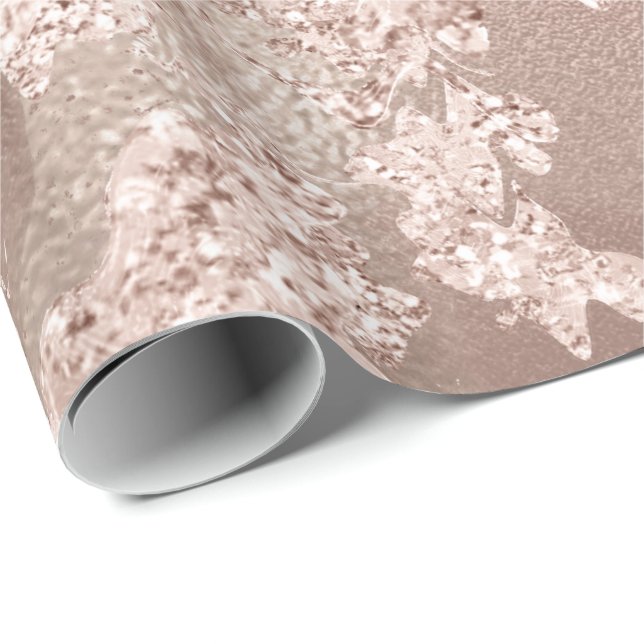 Papel De Regalo Purpurina Marble Rubor Rosa Silver Stone Glam (Esquina del rollo)