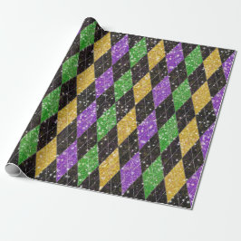 Papel De Regalo Purpurina Mardi Gras Harlequin Argyle