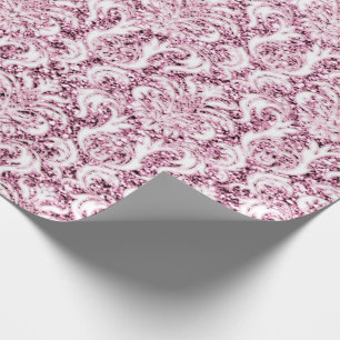 Papel De Regalo Purpurina metalizado Rosa Oro Rosa Blanco Damasco