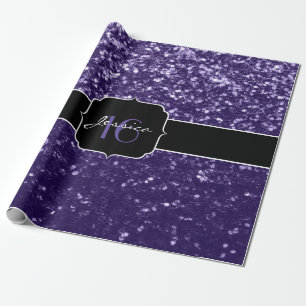 Papel De Regalo Purpurina morado ultravioleta oscuro chispa dulce 