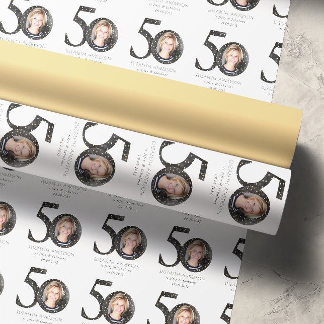 Papel De Regalo Purpurina negro 50 y fabulosa foto (Subido por el creador)