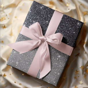 Papel De Regalo Purpurina negro moderno marca nombre personalizado