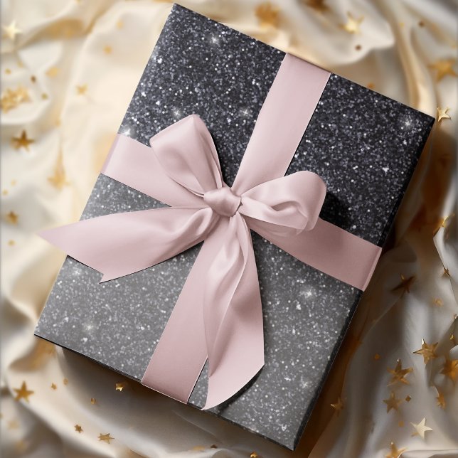 Papel De Regalo Purpurina negro moderno marca nombre personalizado (Subido por el creador)