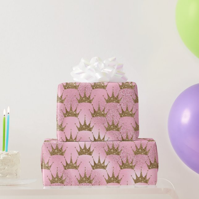 Papel De Regalo Purpurina Oro y Rosa (Regalos de fiesta)