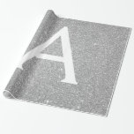 Papel De Regalo Purpurina plateado de lujo y monograma espumoso<br><div class="desc">Lujoso Purpurina de Faux Plata y elegante Papel para envolver de regalo. Este papel de envoltura de regalo puede ser personalizado para incluir su nombre inicial y el nombre de pila para un paquete de regalo para un Chica Baby Shower, una ducha de novia, una fiesta de soltera o una...</div>
